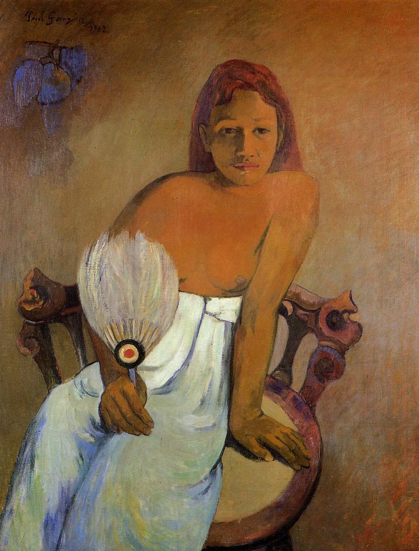 Girl with a Fan - Paul Gauguin Painting